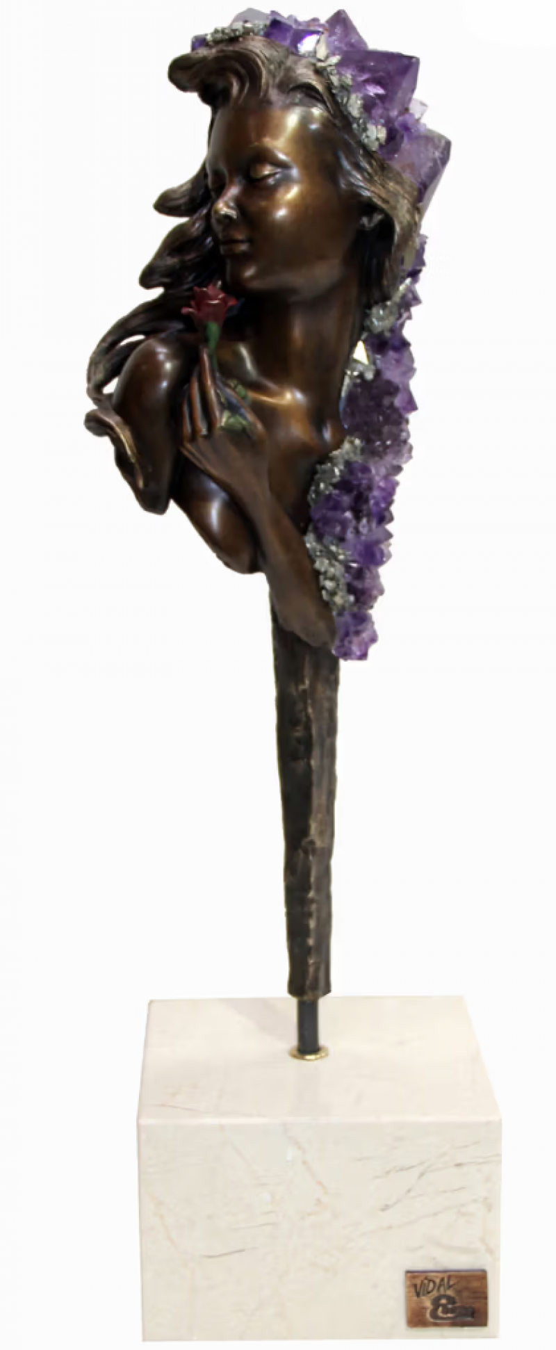 Brons met ametist gezicht
